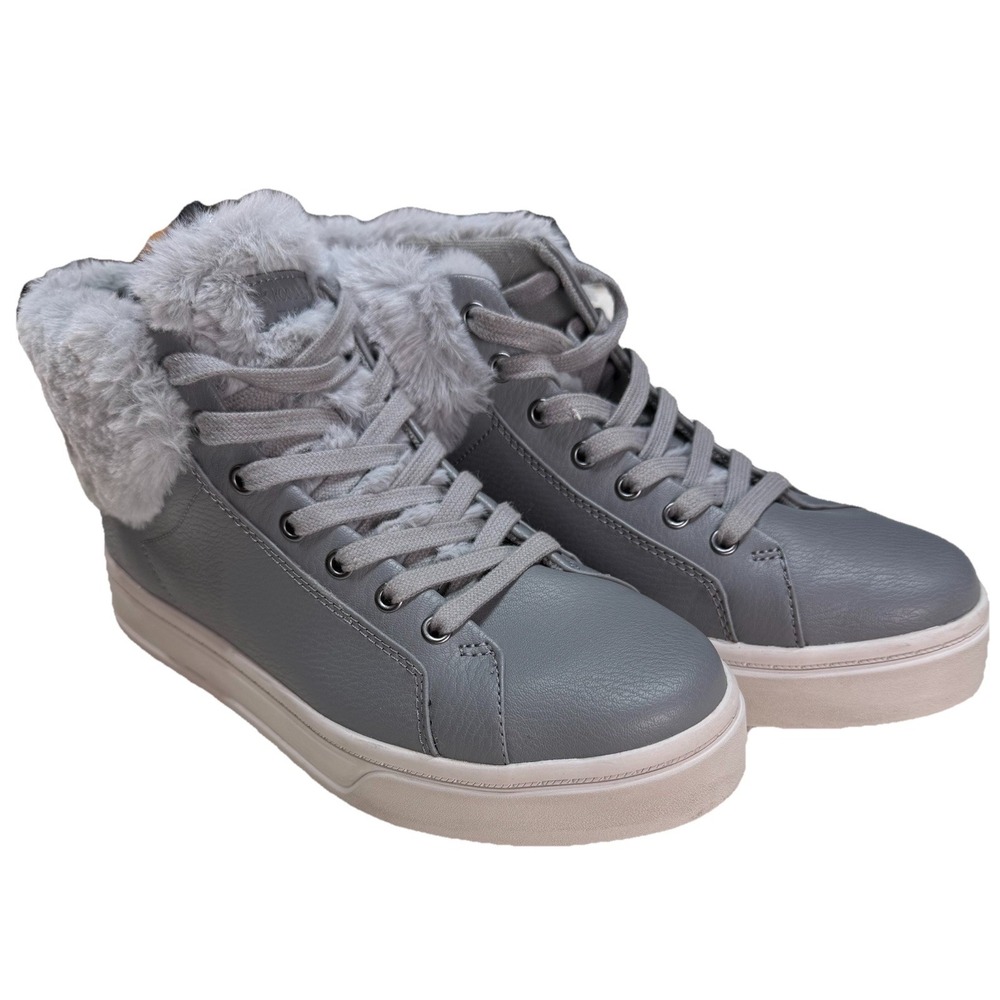 Koolaburra by UGG High Top Sneakers Gray Leather Fur Lined Size 7.5 38 EU